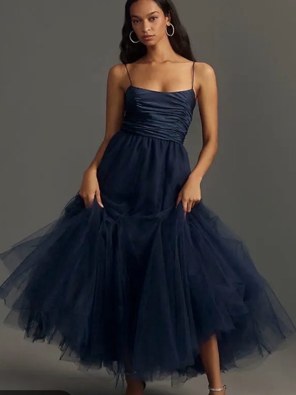 Hutch Blue Tulle Toni Barre Tiered Maxi Gown | 12